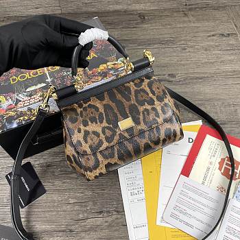Dolce & Gabbana Dauphine Leather Sicily Bag Leopard Print - 5518 – 20x9.5x14 cm