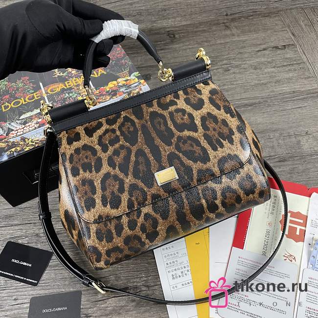 Dolce & Gabbana Dauphine Leather Sicily Bag Leopard Print - 5518 – 25x12x20 cm - 1