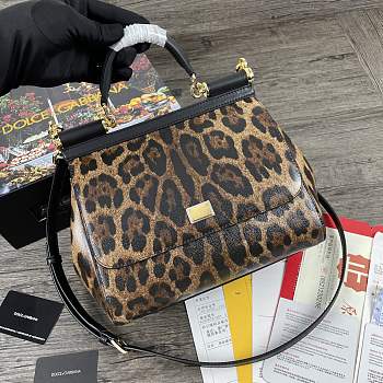 Dolce & Gabbana Dauphine Leather Sicily Bag Leopard Print - 5518 – 25x12x20 cm