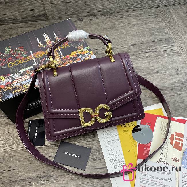 Dolce & Gabbana Amore In Calfskin Bag Purple – 27x8x18 cm - 1