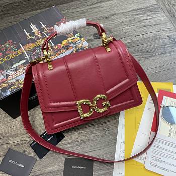 Dolce & Gabbana Amore In Calfskin Bag Green Burgundy – 27x8x18 cm