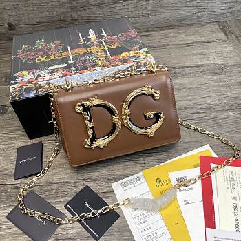 Dolce & Gabbana Girls Shoulder Bag In Napa Leather Brown – 21x5x13.5 cm