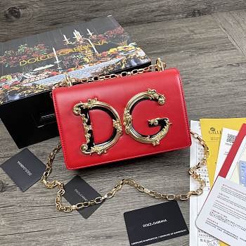 Dolce & Gabbana Girls Shoulder Bag In Napa Leather Red – 21x5x13.5 cm
