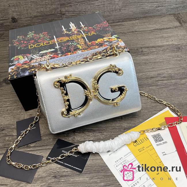 Dolce & Gabbana Girls Shoulder Bag In Napa Leather Silver – 21x5x13.5 cm - 1