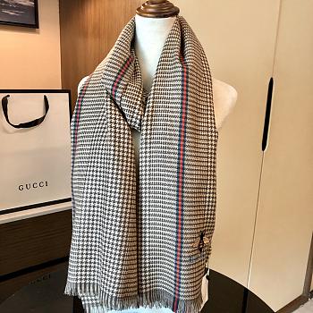 Gucci Houndstooth Bee Scarf Brown – 200x90 cm