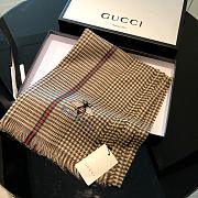 Gucci Houndstooth Bee Scarf Brown – 200x90 cm - 2