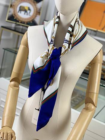 Gucci Square Silk Scarf Blue – 90x90cm cm