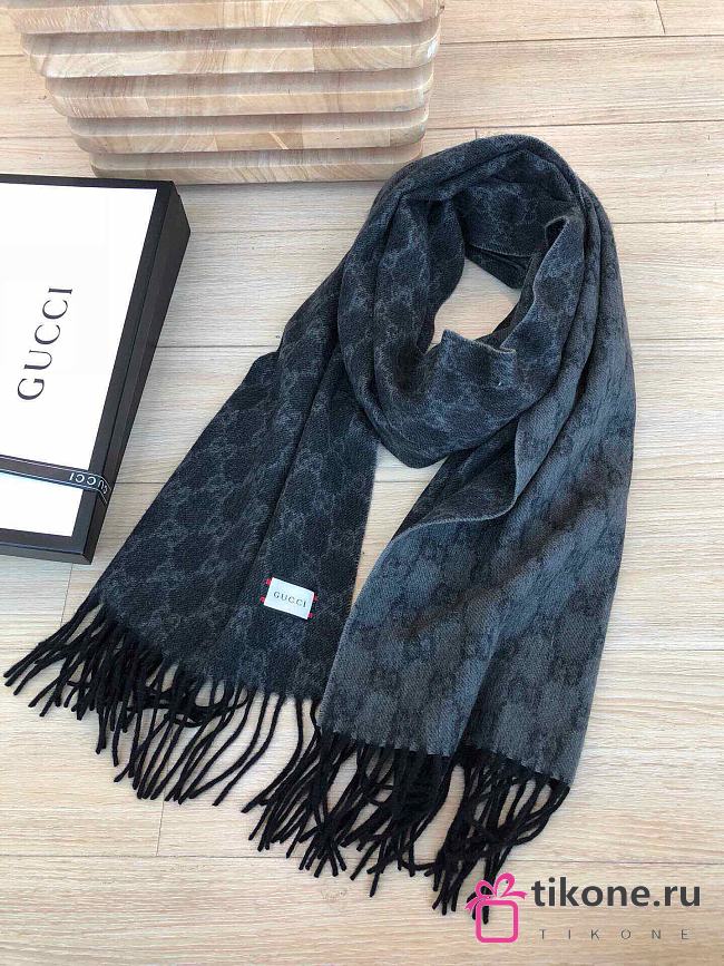 Gucci GG Classic Double-Sided Lamb Velvet Scarf Black – 50x200 cm - 1