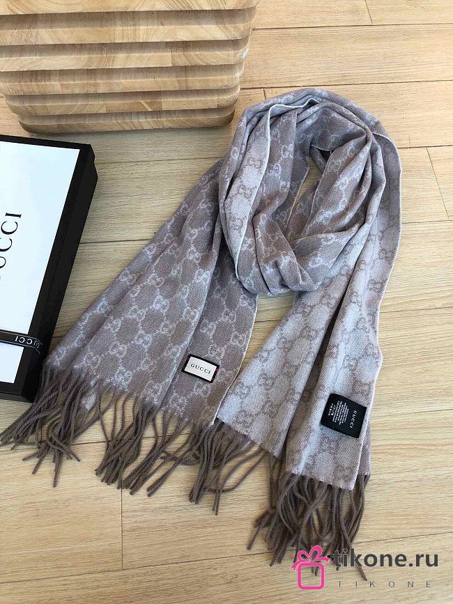 Gucci GG Classic Double-Sided Lamb Velvet Scarf Grey – 50x200 cm - 1