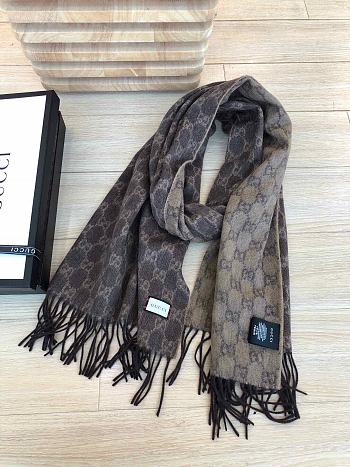 Gucci GG Classic Double-Sided Lamb Velvet Scarf Brown – 50x200 cm