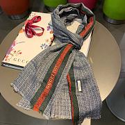 Gucci GG Yarn-Dyed Red Strips Scarf Blue – 70x180 cm - 6