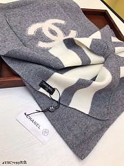 Chanel 100% Wool Fabric Scarf Grey – 35x200 cm - 2