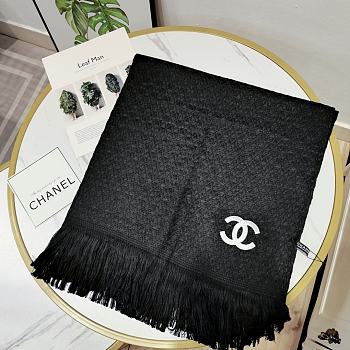 Chanel Bohemian Style With Stripe Knitting Scarf Black  – 180x65 cm