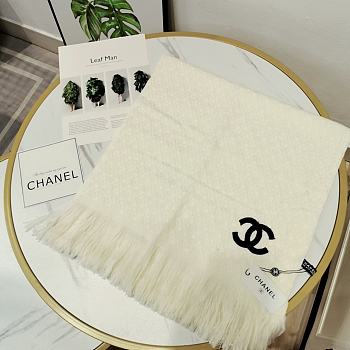 Chanel Bohemian Style With Stripe Knitting Scarf White  – 180x65 cm