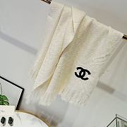 Chanel Bohemian Style With Stripe Knitting Scarf White  – 180x65 cm - 6