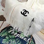 Chanel Bohemian Style With Stripe Knitting Scarf White  – 180x65 cm - 2