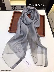 Chanel Embroidered Silk And Wool Scarf Grey  – 2YSC7179 - 75×200 cm - 6