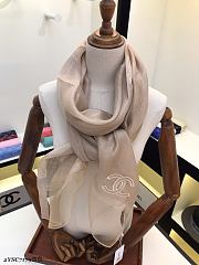 Chanel Embroidered Silk And Wool Scarf Beige  – 2YSC7179 - 75×200 cm - 1