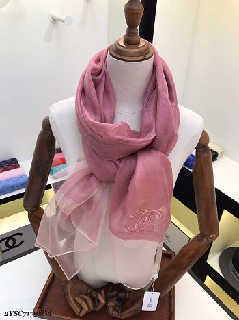 Chanel Embroidered Silk And Wool Scarf Pink – 2YSC7179 - 75×200 cm