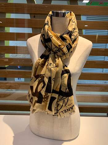 Chanel 100% Water-Soluble Cashmere Scarf Yellow – 100×200 cm