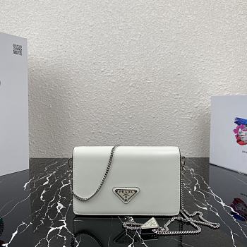 Prada Shiny Necklace Bag White  – 1BD307 – 19x10.5x3.5 cm