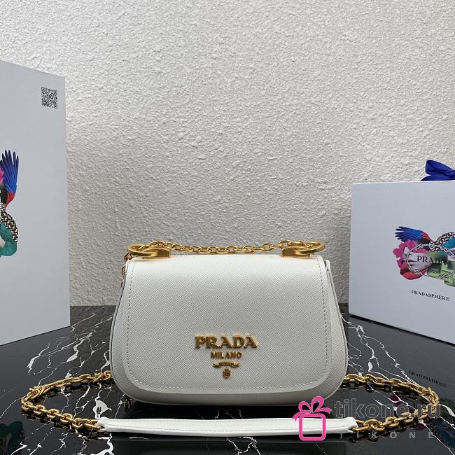 Prada Saffiano Leather Shoulder Bag White 1BD275  - 1