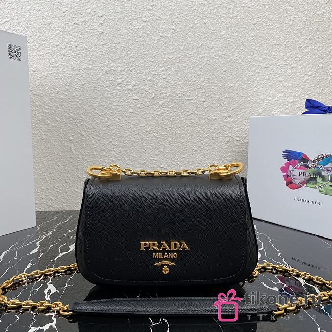 Prada Saffiano Leather Shoulder Bag Black 1BD275  - 1