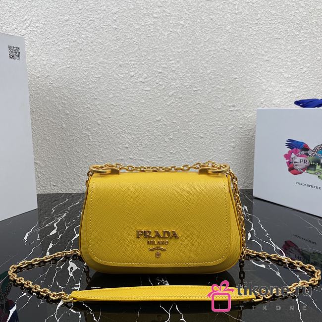 Prada Saffiano Leather Shoulder Bag Yellow 1BD275  - 1