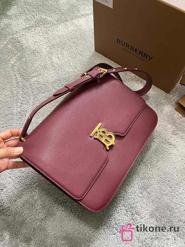 Burberry TB Leather Bag Burgundy  – 1791 – 28 x 11 x 26 cm - 1