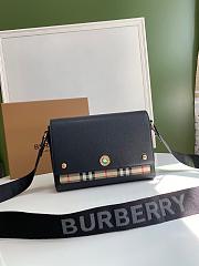 Burberry Leather and Vintage Check Note Crossbody Bag Black – 1791 – 25 x 8.5 x 18 cm - 1