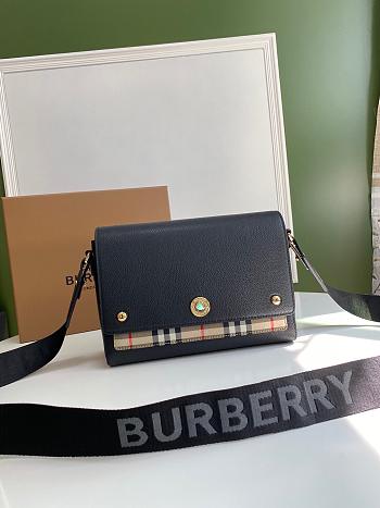 Burberry Leather and Vintage Check Note Crossbody Bag Black – 1791 – 25 x 8.5 x 18 cm