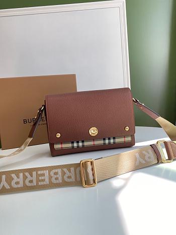 Burberry Leather and Vintage Check Note Crossbody Bag Brown – 1791 – 25 x 8.5 x 18 cm
