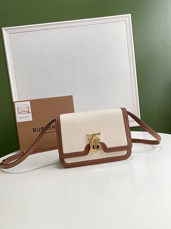 Burberry Canvas Leather TB Bag White/Brown – 21 x 16 x 6 cm