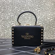 Valentino Garavani Rockstud Alcove Grained Calfskin Black Box Bag – 0052# – 19x12x8cm - 5