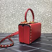 Valentino Garavani Rockstud Alcove Grained Calfskin Red Box Bag – 0052# – 19x12x8cm - 3