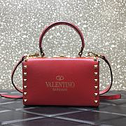 Valentino Garavani Rockstud Alcove Grained Calfskin Red Box Bag – 0052# – 19x12x8cm - 2