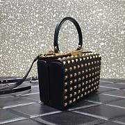 Valentino Garavani Rockstud Alcove All-over Rivet Gold Metal Fittings Grained Calfskin Black Box Bag – 0054B# – 19x12x8cm - 5