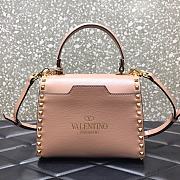 Valentino Garavani Rockstud Alcove Small Grained Calfskin Handbag Embellished Leather Pendant Rose Cannelle – 0046# – 22x17x9cm - 2