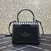 Valentino Garavani Rockstud Alcove All-Over Silver Gun Rivet Grained Calfskin Handbag – 0048B# – 22x17x9cm - 6