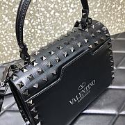 Valentino Garavani Rockstud Alcove All-Over Silver Gun Rivet Grained Calfskin Handbag – 0048B# – 22x17x9cm - 5