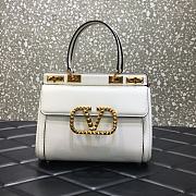 Valentino Rockstud Alcove Handbag In Grainy Calfskin White – 0041# – 23x20x6 cm - 1