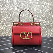 Valentino Rockstud Alcove Handbag In Grainy Calfskin Red – 0041# – 23x20x6 cm - 1