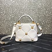 Valentino Roman Stud The Handle Bag 520 In Nappa White – 1199# – 20×9×15 cm - 4