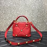 Valentino Roman Stud The Handle Bag 520 In Nappa Red – 1199# – 20×9×15 cm - 2