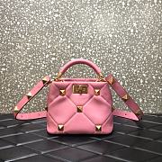 Valentino Roman Stud The Handle Bag 520 In Nappa Pink – 1199# – 20×9×15 cm - 1