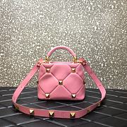 Valentino Roman Stud The Handle Bag 520 In Nappa Pink – 1199# – 20×9×15 cm - 6