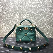 Valentino Roman Stud The Handle Bag 520 In Nappa Green – 1199# – 20×9×15 cm - 1