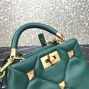 Valentino Roman Stud The Handle Bag 520 In Nappa Green – 1199# – 20×9×15 cm - 6