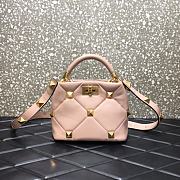 Valentino Roman Stud The Handle Bag 520 In Nappa Rose Cannelle – 1199# – 20×9×15 cm - 1