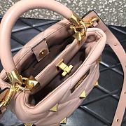 Valentino Roman Stud The Handle Bag 520 In Nappa Rose Cannelle – 1199# – 20×9×15 cm - 5